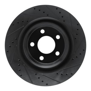 Ford Police Interceptor Utility Brake Rotor (1) - Rear Right - R1 Concepts - Drilled & Slotted - Black - `20-`25